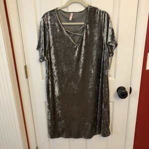 Silver velvet shift dress